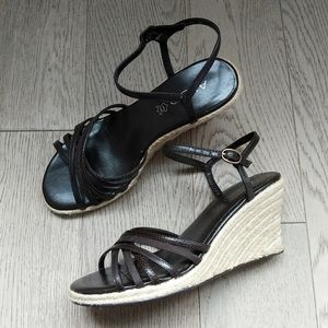 Aldo Dark Brown Strappy Espadrille Wedges